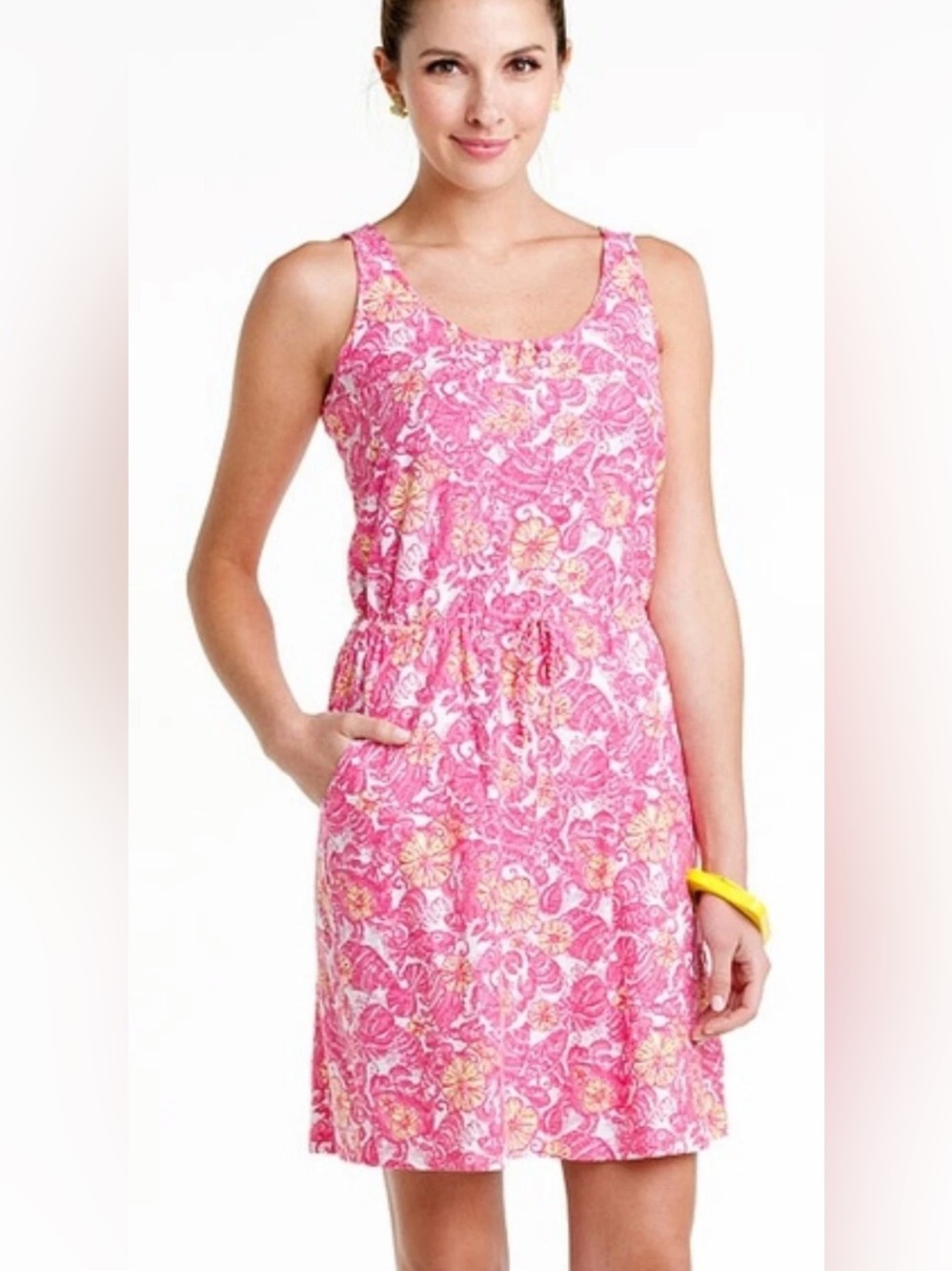 Lilly Pulitzer Pink Orange White Kori Dress Large resort wear coastal sleeveless
